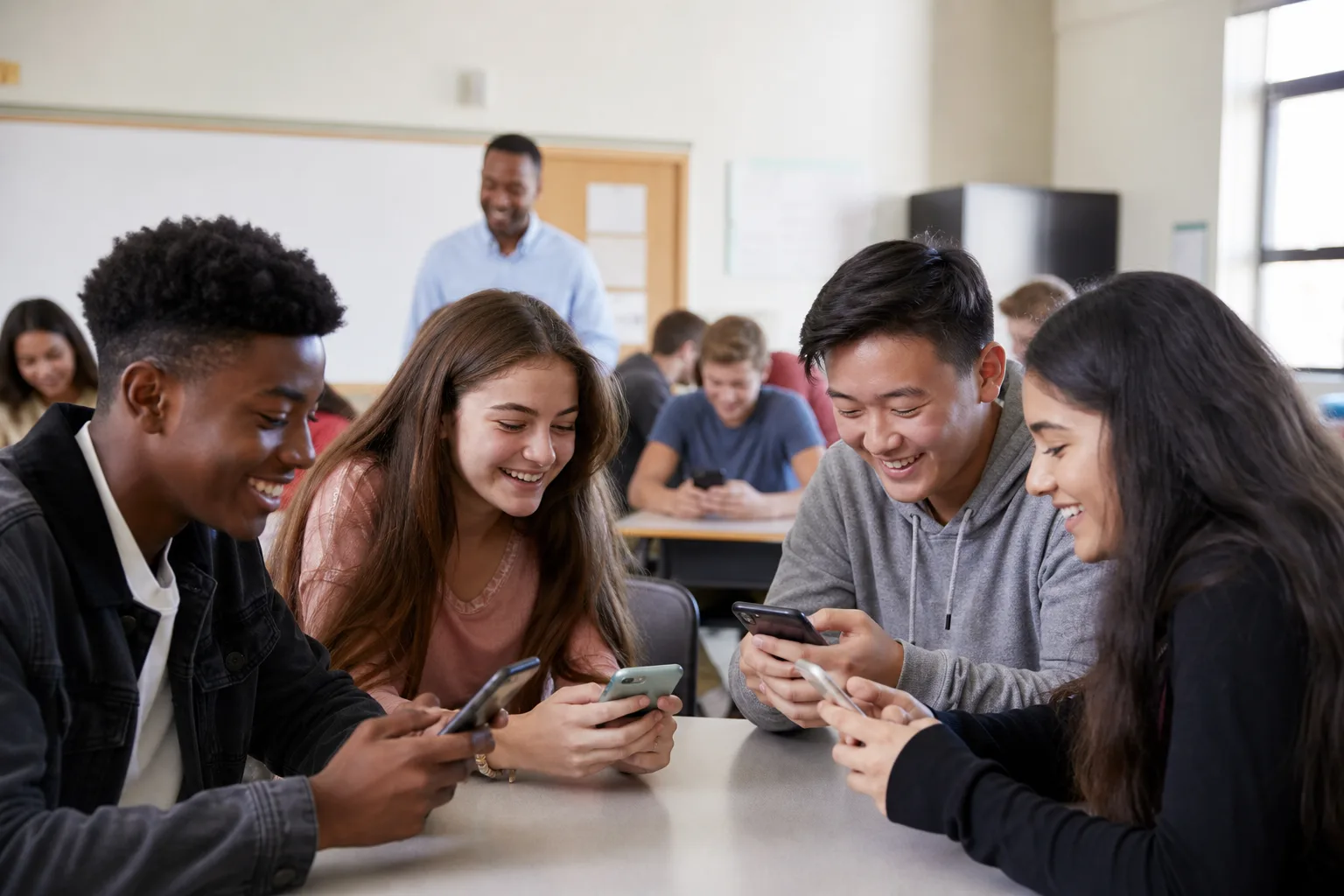 Live quiz session with students in the classroom