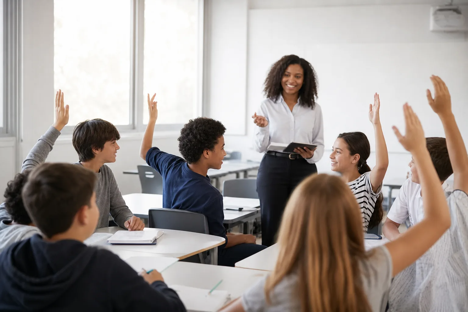 Students engaged in an interactive classroom activity